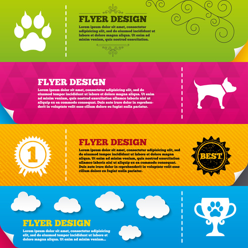 Diseños de folletos. Iconos de mascotas.