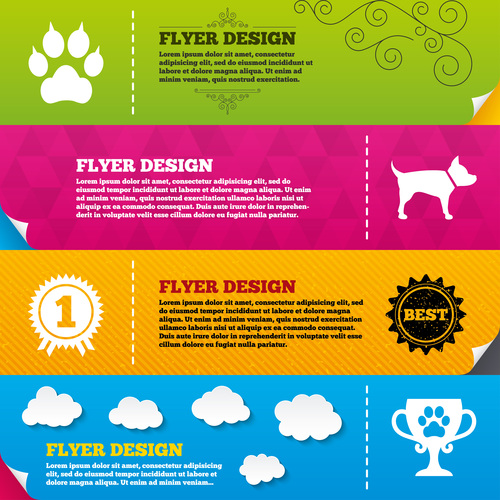 Flyer brochure designs. Pets icons.